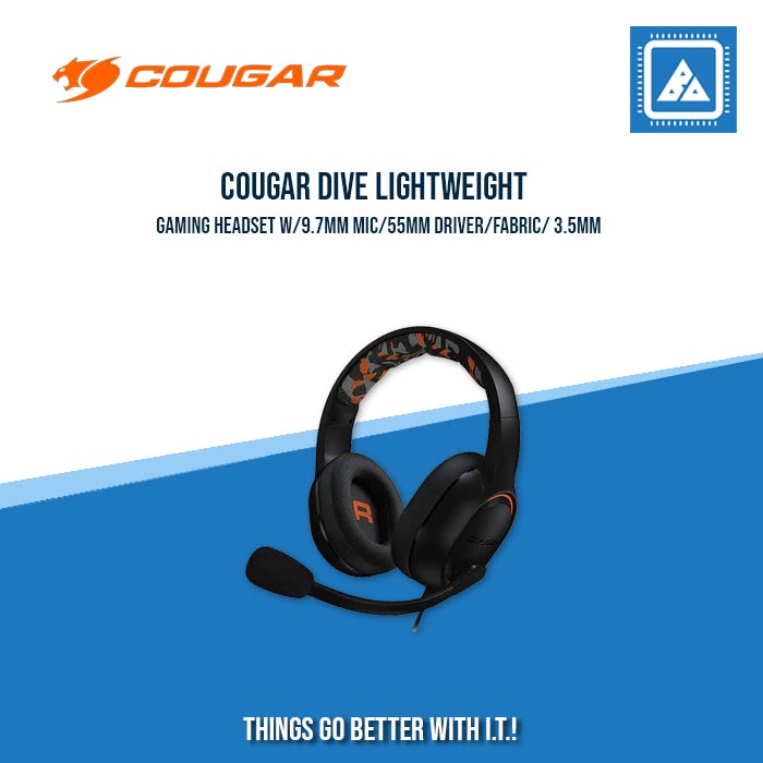 COUGAR DIVE LIGHTWEIGHT GAMING HEADSET W/9.7MM MIC/55MM DRIVER/FABRIC/ 3.5MM COUGAR DIVE LIGHTWEIGHT GAMING HEADSET W/9.7MM MIC/55MM DRIVER/FABRIC/ 3.5MM